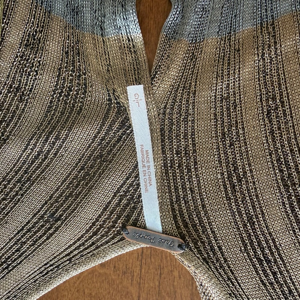 Free People Striped Ribbed Wrap Top in Olive, Gray and Rust - Picture 6 of 10